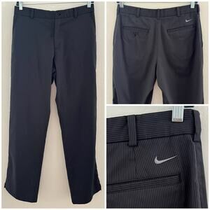 Nike Golf Dri-Fit Striped Pants Men's 32 x 32 Black Gray Athletic Sport Outdoors